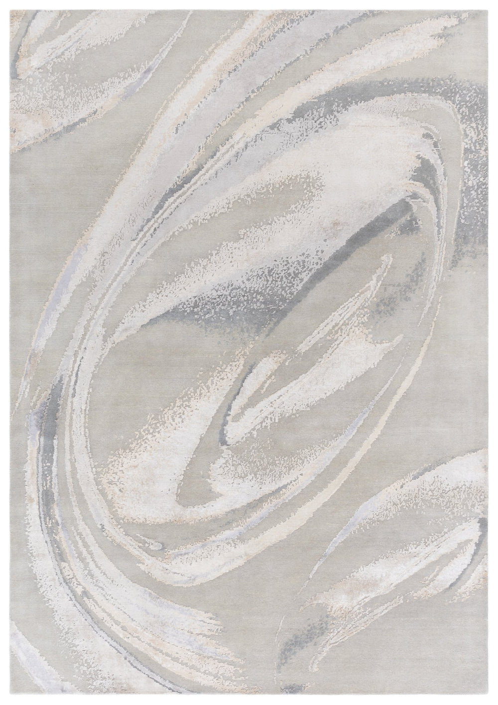 Safavieh Saint Tropez Hand Knotted Area Rug - Modern Abstract Design In Chic Neutral Tones For Luxury Living Grey ,Sage 55% Wool,30% Silk,15% Cotton Sat201f-10