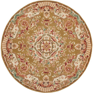 Safavieh Savonnerie Elegant Hand-tufted Wool Area Rug With Floral Motifs For Timeless Home Décor Style Brown ,Ivory Wool Pile Sav201c-9