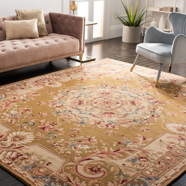 Safavieh Savonnerie Elegant Hand-tufted Wool Area Rug With Floral Motifs For Timeless Home Décor Style Brown ,Ivory Wool Pile Sav201c-9