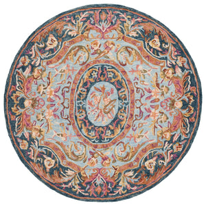 Safavieh Savonnerie Handcrafted Floral Area Rug - Luxurious Elegance For Your Home Décor, Made In India Navy ,Pink 85% Wool,15% Cotton Sav301n-4
