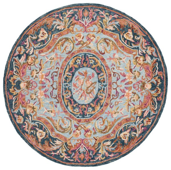 Safavieh Savonnerie Handcrafted Floral Area Rug - Luxurious Elegance For Your Home Décor, Made In India Navy ,Pink 85% Wool,15% Cotton Sav301n-4