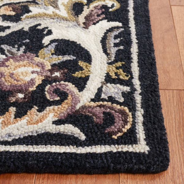Safavieh Savonnerie Handcrafted Floral Area Rug - Luxurious Elegance For Your Home Décor, Made In India Ivory ,Black 85% Wool,15% Cotton Sav301z-8