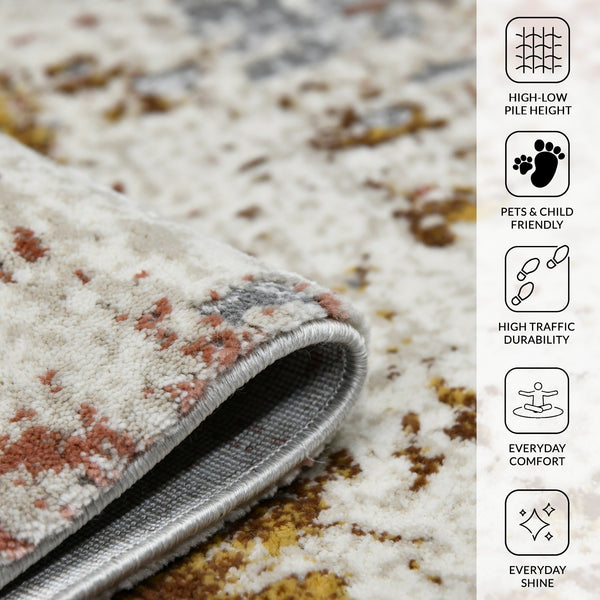 Savannah Abstract Power-loomed Polypropylene Rug with Carved High-low Pile Texture for Any Room