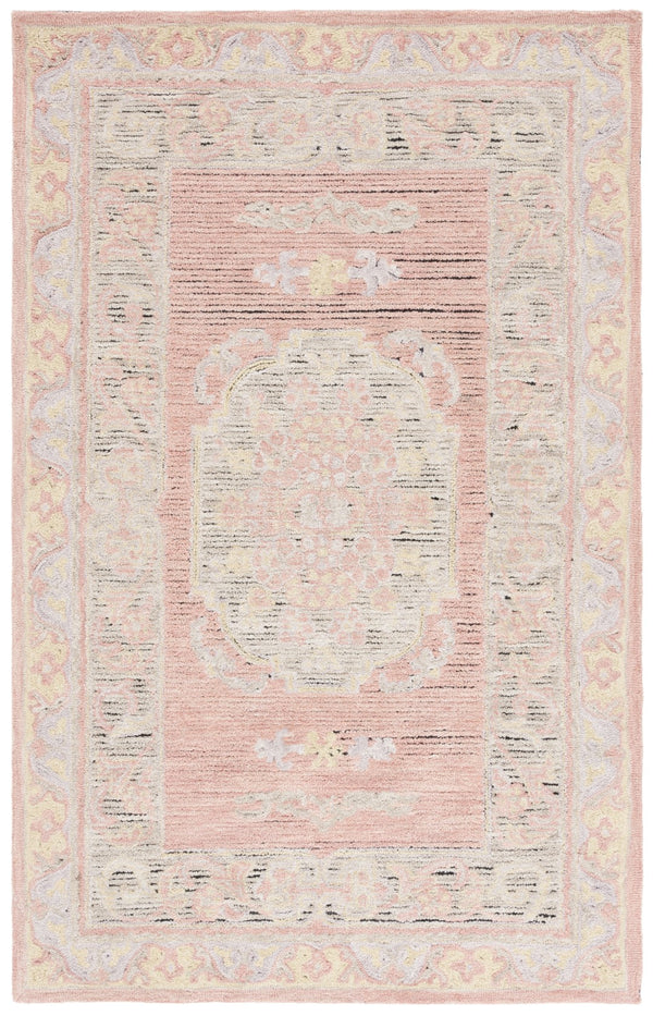 Safavieh Savonnerie Luxurious Hand-tufted Area Rug With Floral Motifs - Elegant Comfort For Any Space Pink ,Beige 80% Wool 20% Cotton Sav401u-8
