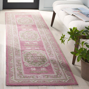 Safavieh Savonnerie Luxurious Hand-tufted Area Rug With Floral Motifs - Elegant Comfort For Any Space Olive ,Pink 80% Wool 20% Cotton Sav401x-4