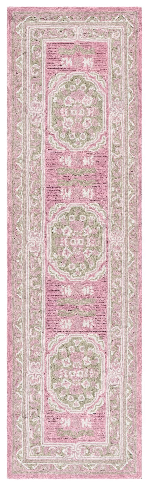 Safavieh Savonnerie Luxurious Hand-tufted Area Rug With Floral Motifs - Elegant Comfort For Any Space Olive ,Pink 80% Wool 20% Cotton Sav401x-4
