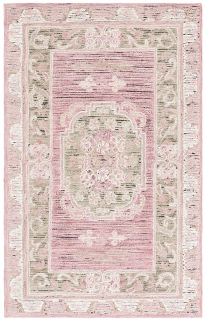 Safavieh Savonnerie Luxurious Hand-tufted Area Rug With Floral Motifs - Elegant Comfort For Any Space Olive ,Pink 80% Wool 20% Cotton Sav401x-4