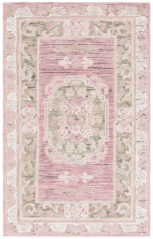 Safavieh Savonnerie Luxurious Hand-tufted Area Rug With Floral Motifs - Elegant Comfort For Any Space Olive ,Pink 80% Wool 20% Cotton Sav401x-4