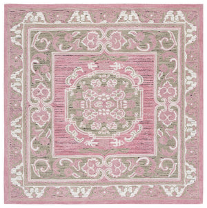 Safavieh Savonnerie Elegant Hand-tufted Runner Rug – Luxurious Floral Design For Timeless Home Decor Olive ,Pink 80% Wool 20% Cotton Sav401x-6sq
