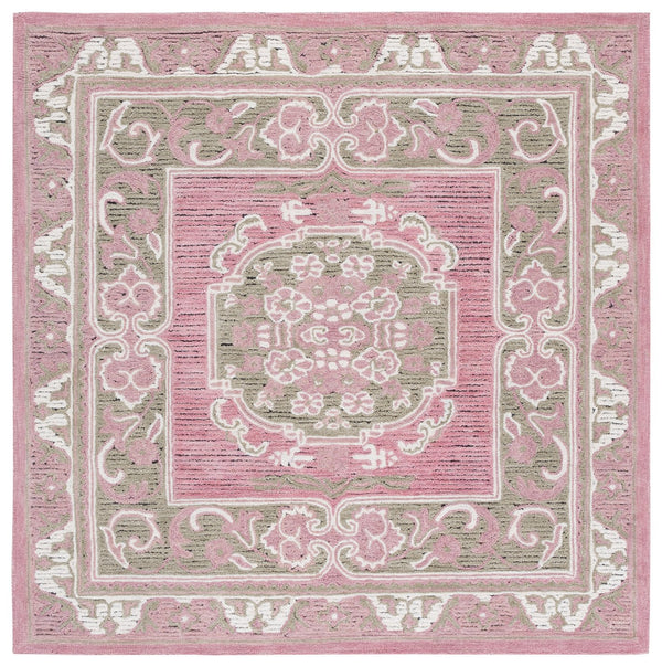 Safavieh Savonnerie Elegant Hand-tufted Runner Rug – Luxurious Floral Design For Timeless Home Decor Olive ,Pink 80% Wool 20% Cotton Sav401x-6sq