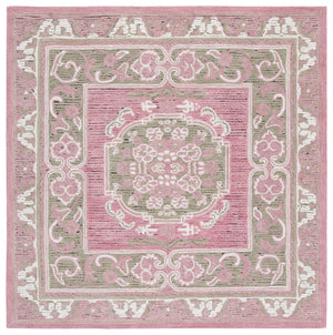 Safavieh Savonnerie Luxurious Hand-tufted Area Rug With Floral Motifs - Elegant Comfort For Any Space Olive ,Pink 80% Wool 20% Cotton Sav401x-4