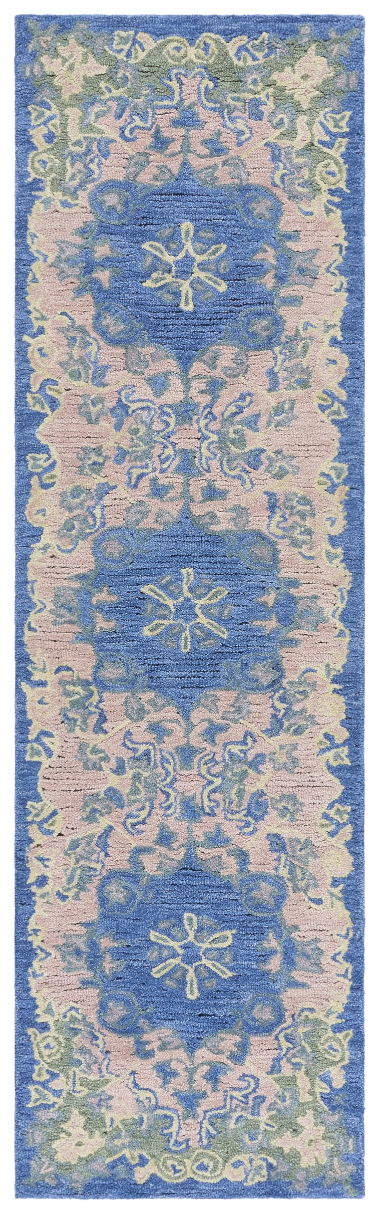 Safavieh Savonnerie Hand-tufted Runner Rug - Luxurious Wool Blend With Elegant Scroll Motifs For Your Home Blue ,Pink 80% Wool 20% Cotton Sav402m-28
