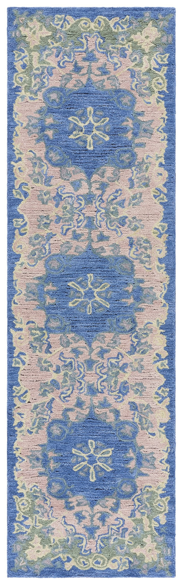 Safavieh Savonnerie Hand-tufted Runner Rug - Luxurious Wool Blend With Elegant Scroll Motifs For Your Home Blue ,Pink 80% Wool 20% Cotton Sav402m-28
