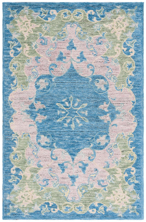 Safavieh Savonnerie Hand-tufted Runner Rug - Luxurious Wool Blend With Elegant Scroll Motifs For Your Home Blue ,Pink 80% Wool 20% Cotton Sav402m-5