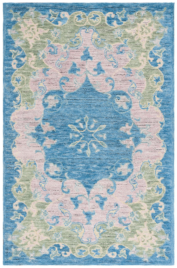 Safavieh Savonnerie Hand-tufted Runner Rug - Luxurious Wool Blend With Elegant Scroll Motifs For Your Home Blue ,Pink 80% Wool 20% Cotton Sav402m-5