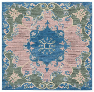Safavieh Savonnerie Hand-tufted Runner Rug - Luxurious Wool Blend With Elegant Scroll Motifs For Your Home Blue ,Pink 80% Wool 20% Cotton Sav402m-6sq