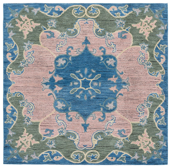 Safavieh Savonnerie Hand-tufted Runner Rug - Luxurious Wool Blend With Elegant Scroll Motifs For Your Home Blue ,Pink 80% Wool 20% Cotton Sav402m-6sq