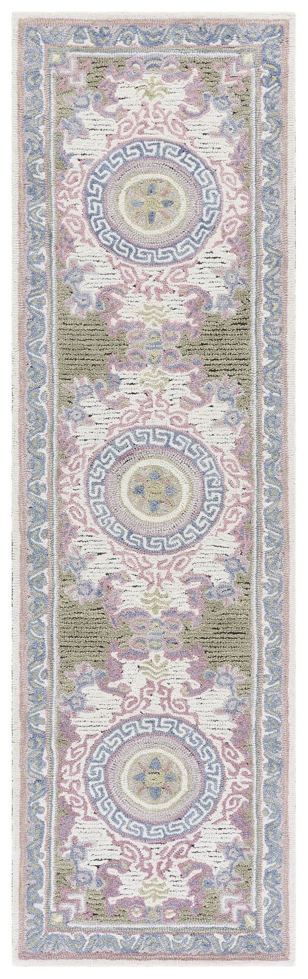 Safavieh Savonnerie Exquisite Hand-tufted Runner Rug With Floral Motifs For Elegant Hallway Decor Ivory ,Beige 80% Wool 20% Cotton Sav403b-28