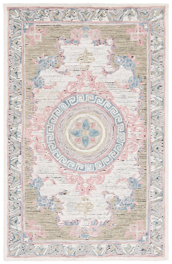 Safavieh Savonnerie Exquisite Hand-tufted Runner Rug With Floral Motifs For Elegant Hallway Decor Ivory ,Beige 80% Wool 20% Cotton Sav403b-5