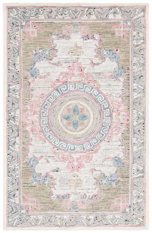 Safavieh Savonnerie Exquisite Hand-tufted Area Rug With Floral Medallion Design, Perfect For Elegant Interiors Ivory ,Beige 80% Wool 20% Cotton Sav403b-8