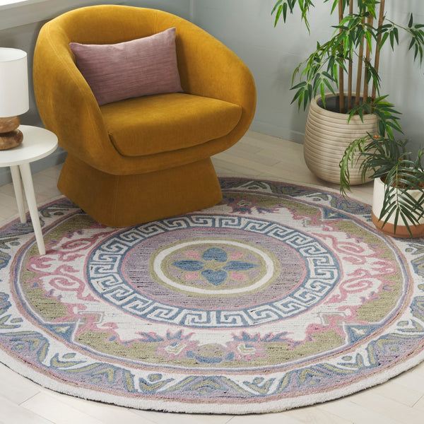 Safavieh Savonnerie Exquisite Hand-tufted Area Rug With Floral Medallion Design, Perfect For Elegant Interiors Ivory ,Beige 80% Wool 20% Cotton Sav403b-8