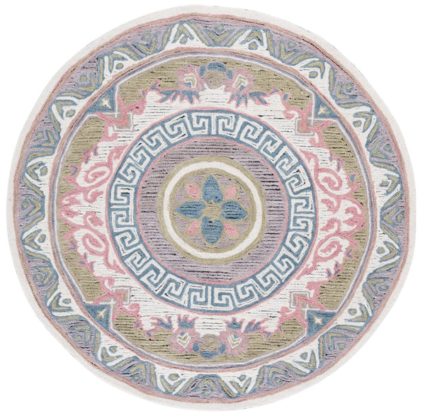 Safavieh Savonnerie Exquisite Hand-tufted Area Rug With Floral Medallion Design, Perfect For Elegant Interiors Ivory ,Beige 80% Wool 20% Cotton Sav403b-8