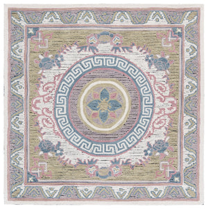 Safavieh Savonnerie Exquisite Hand-tufted Runner Rug With Floral Motifs For Elegant Hallway Decor Ivory ,Beige 80% Wool 20% Cotton Sav403b-6sq