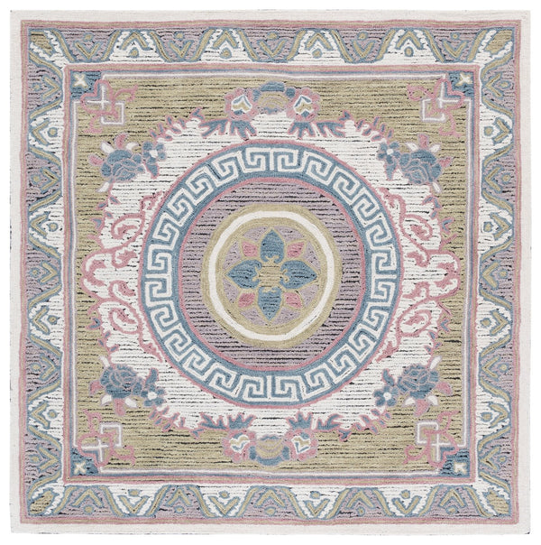 Safavieh Savonnerie Exquisite Hand-tufted Runner Rug With Floral Motifs For Elegant Hallway Decor Ivory ,Beige 80% Wool 20% Cotton Sav403b-6sq