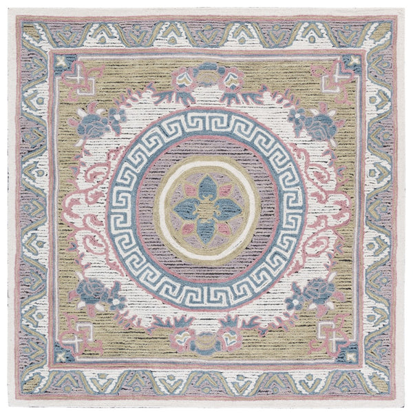 Safavieh Savonnerie Exquisite Hand-tufted Area Rug With Floral Medallion Design, Perfect For Elegant Interiors Ivory ,Beige 80% Wool 20% Cotton Sav403b-8