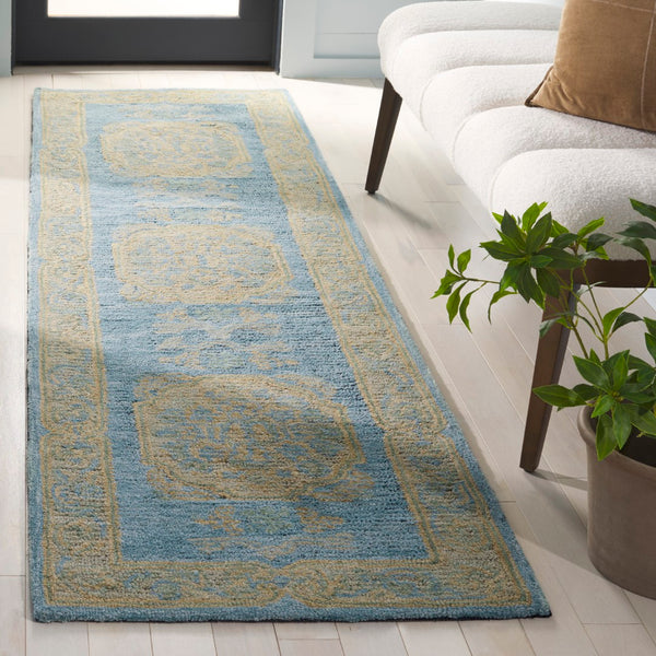Safavieh Savonnerie Hand-tufted Area Rug With Timeless Floral Design - Elevate Your Home Decor Today! Blue ,Beige 80% Wool 20% Cotton Sav404m-8