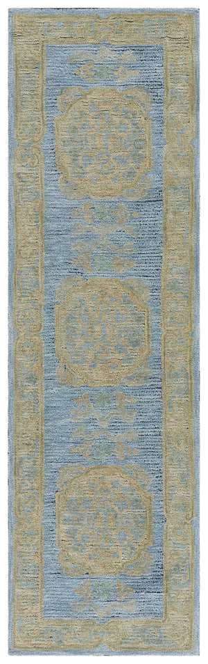 Safavieh Savonnerie Hand Tufted Runner Rug – Elegant Medallion Design Crafted From Wool & Cotton For Comfort Blue ,Beige 80% Wool 20% Cotton Sav404m-28
