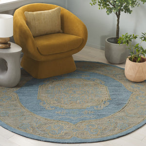Safavieh Savonnerie Hand Tufted Runner Rug – Elegant Medallion Design Crafted From Wool & Cotton For Comfort Blue ,Beige 80% Wool 20% Cotton Sav404m-6r