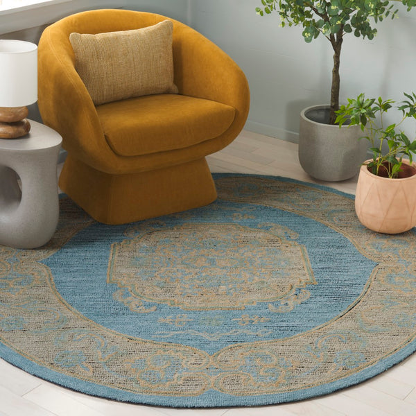 Safavieh Savonnerie Hand-tufted Area Rug With Timeless Floral Design - Elevate Your Home Decor Today! Blue ,Beige 80% Wool 20% Cotton Sav404m-8