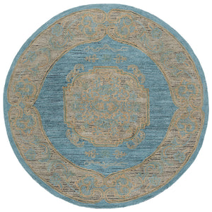 Safavieh Savonnerie Hand Tufted Runner Rug – Elegant Medallion Design Crafted From Wool & Cotton For Comfort Blue ,Beige 80% Wool 20% Cotton Sav404m-6r