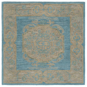Safavieh Savonnerie Hand-tufted Area Rug With Timeless Floral Design - Elevate Your Home Decor Today! Blue ,Beige 80% Wool 20% Cotton Sav404m-8