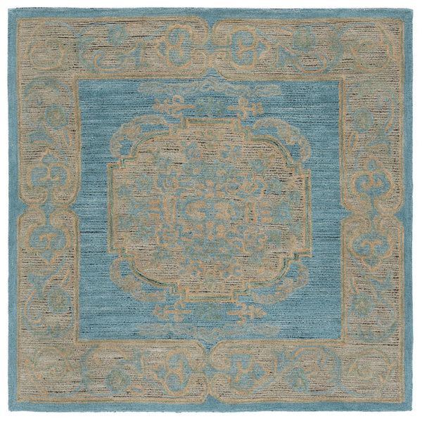 Safavieh Savonnerie Hand-tufted Area Rug With Timeless Floral Design - Elevate Your Home Decor Today! Blue ,Beige 80% Wool 20% Cotton Sav404m-8