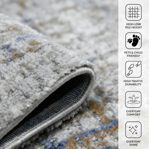 Savannah Abstract Power Loomed High Low Pile Rug for Modern Living Rooms and Hallways