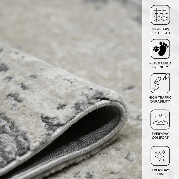 Savannah Abstract Power Loomed Area Rug with Carved High Low Pile Texture for Modern Decor