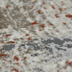 Savannah Abstract Ivory Gray Area Rug Power Loomed High Low Pile for Modern Rooms