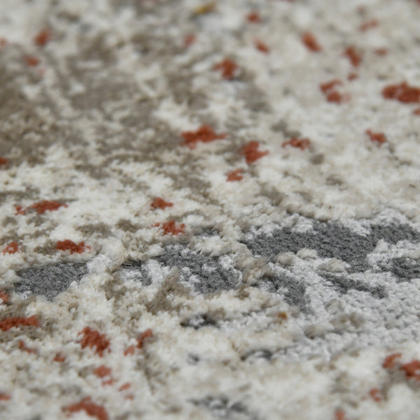 Savannah Abstract Ivory Gray Area Rug Power Loomed High Low Pile for Modern Rooms