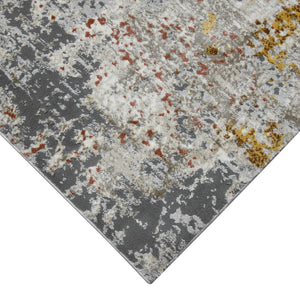 Savannah Abstract Ivory Gray Area Rug Power Loomed High Low Pile for Modern Rooms