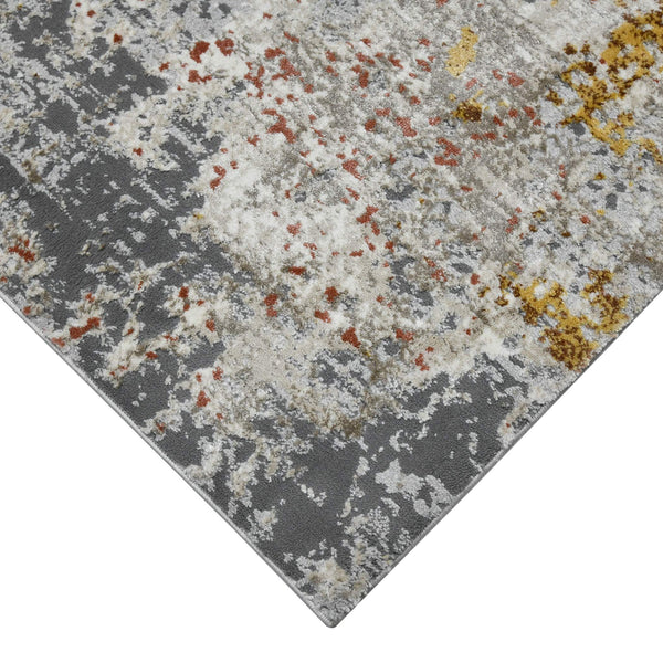 Savannah Abstract Ivory Gray Area Rug Power Loomed High Low Pile for Modern Rooms