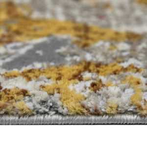 Savannah Abstract Ivory Gray Area Rug Power Loomed High Low Pile for Modern Rooms