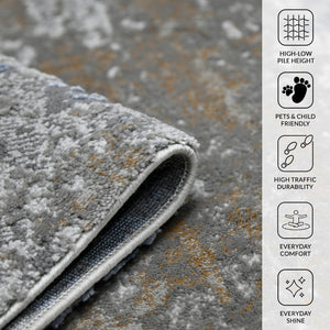 Savannah Abstract Power-loomed Polypropylene Rug with Carved High-low Pile for Modern Rooms