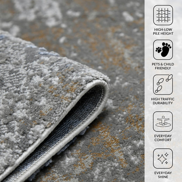 Savannah Abstract Power-loomed Polypropylene Rug with Carved High-low Pile for Modern Rooms