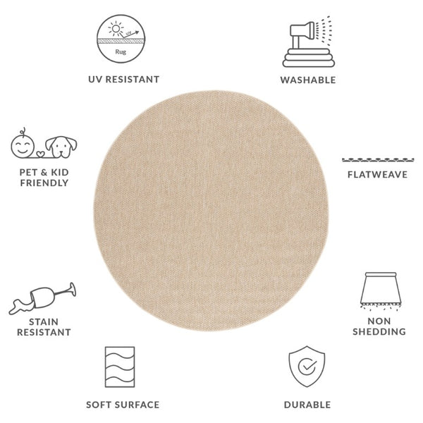 Safavieh Sisal Inspired All Weather Polypropylene Round Rug for Living Rooms and Sunrooms 7'-9" x 7'-9" Round SAW402B-8R
