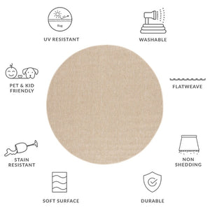 Safavieh Sisal Inspired All Weather Polypropylene Round Rug for Living Rooms and Sunrooms 7'-9" x 7'-9" Round SAW402B-8R