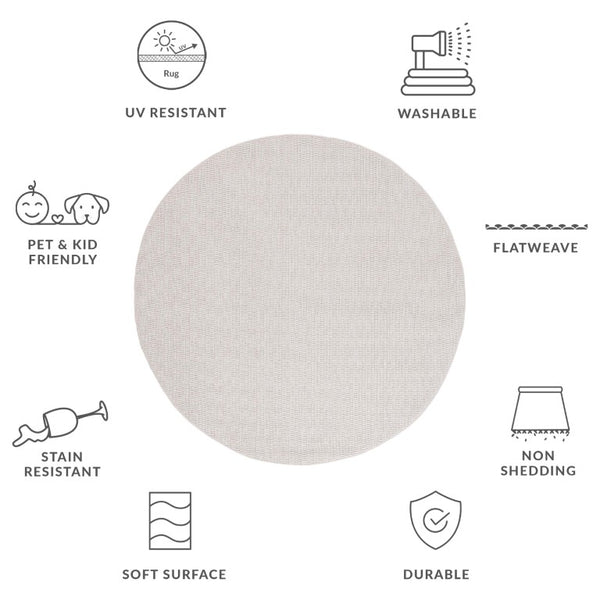 Safavieh Sisal Inspired Round Polypropylene Rug Low Pile Ivory Neutral Transitional Living Room SAW420A-8R