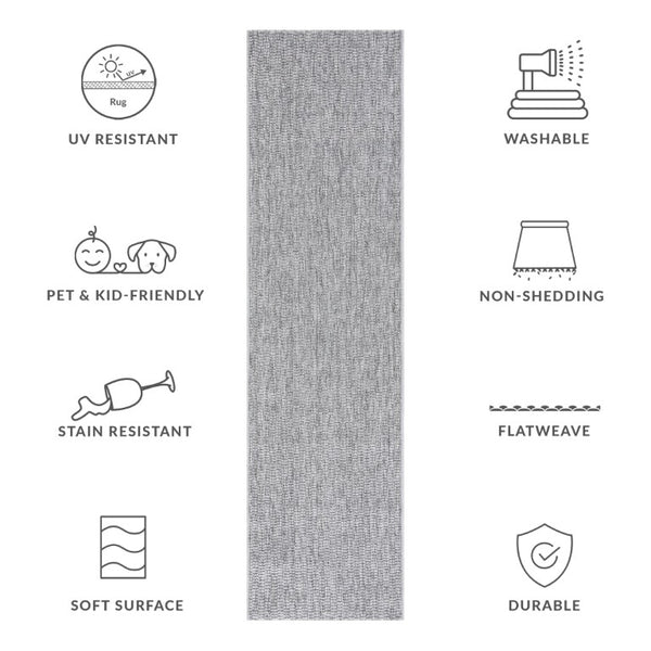 Safavieh Sisal All-Weather Polypropylene Runner Rug for Entryways in Charcoal Grey 2'-2" x 9'-0" SAW420F-29