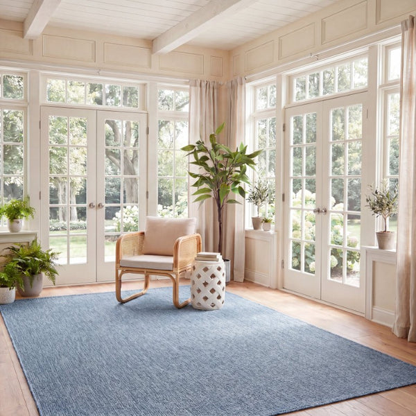 Safavieh Sisal Power Loomed Polypropylene Area Rug Solid Blue Low Pile Living Room Anchor SAW420M-10